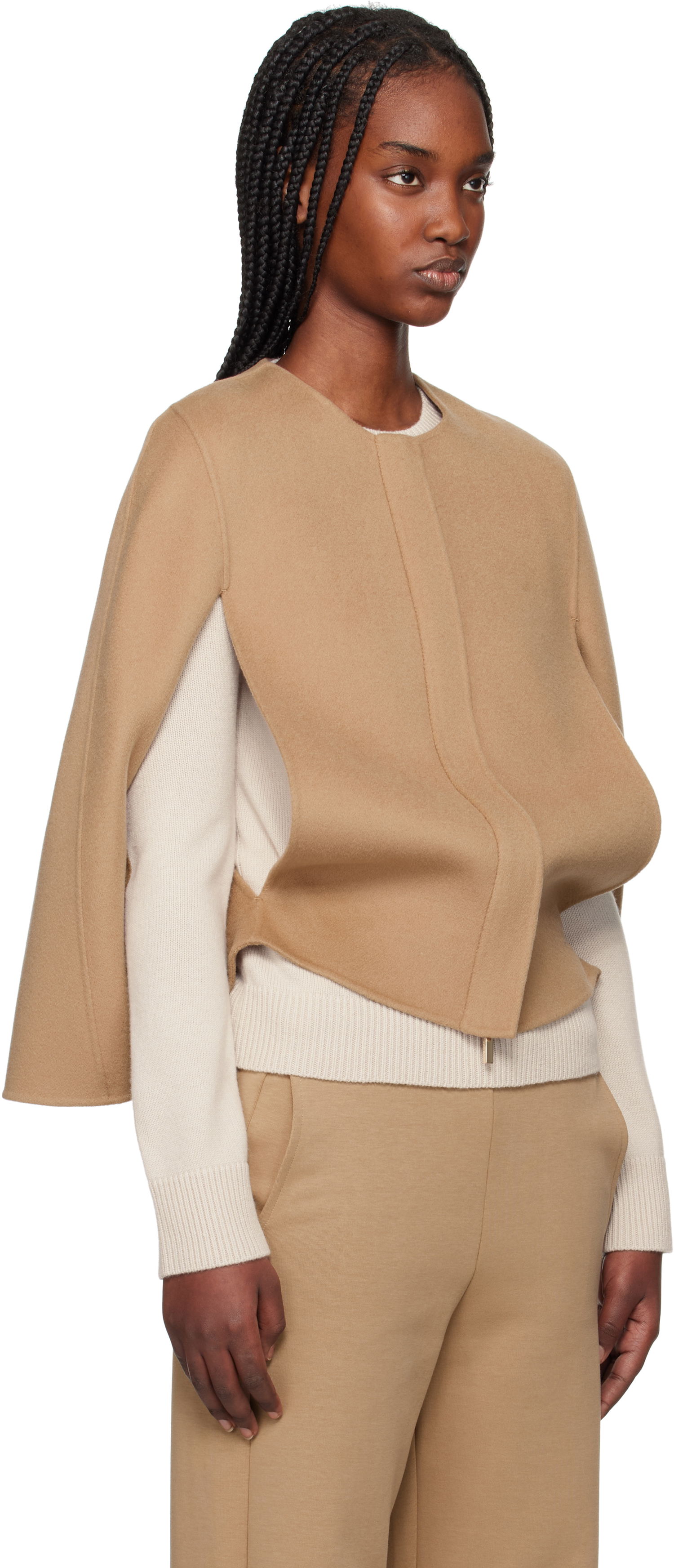 Vest Max Mara Max Mara Helene Wool Cape Jacket Brun | 2519731011600, 1