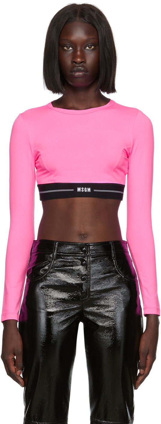 Crop top MSGM MSGM Cropped Long Sleeve Top Lyserød | 3341MDM91 227584, 0