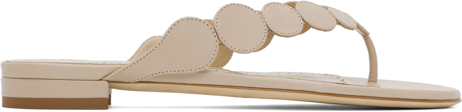 Tilbehør Manolo Blahnik Manolo Blahnik Nour Scalloped Thong Sandals Beige | 424-1837, 0