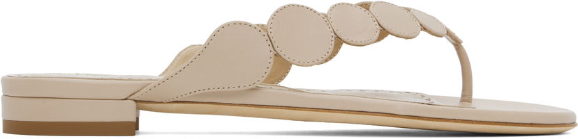 Tilbehør Manolo Blahnik Manolo Blahnik Nour Scalloped Thong Sandals Beige | 424-1837