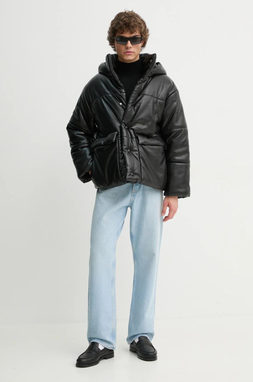 Puffer jakke Nanushka Hide Vegan Leather Puffer Jacket Sort | NM22CROW00299, 1