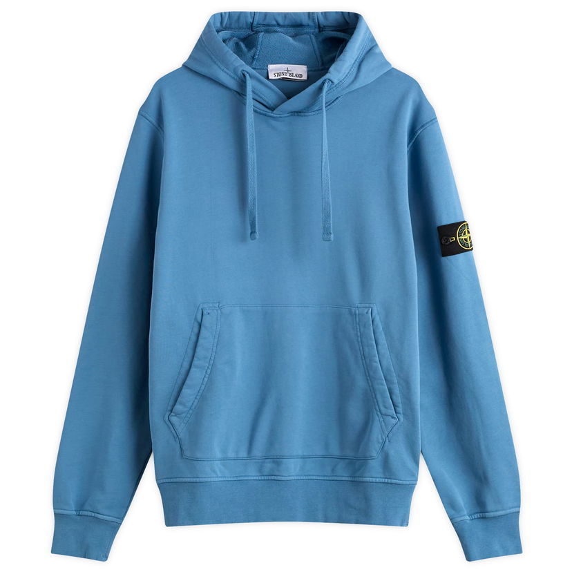 Sweatshirt Stone Island Organic Cotton Fleece Popover Hoodie, Size Large Blå | K2S156100062-V002B