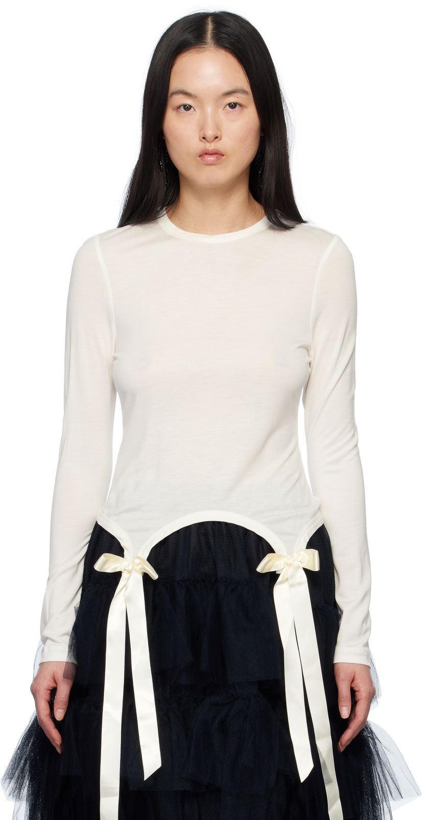 T-shirt Simone Rocha Simone Rocha Bow Tail T-Shirt Hvid | 5313 0571