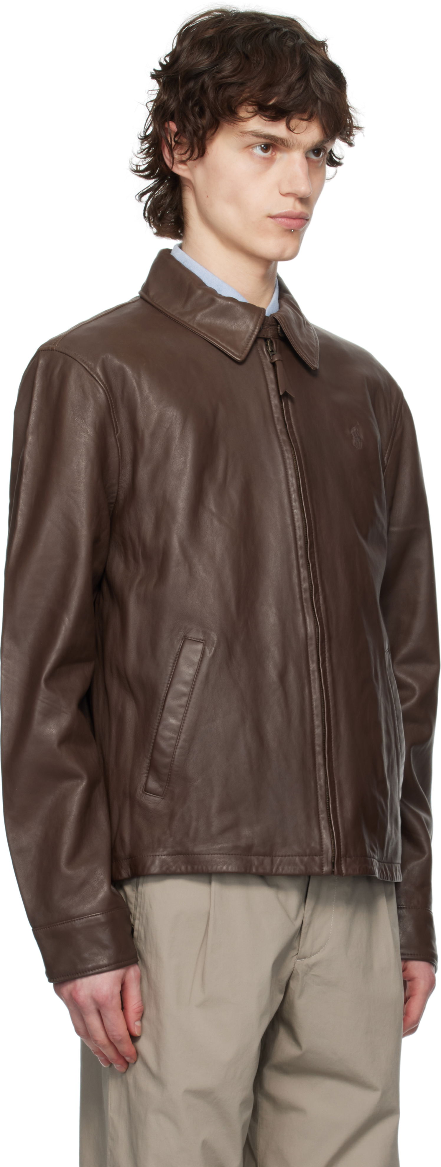 Jakke Polo by Ralph Lauren Polo Ralph Lauren Zip Leather Jacket Brun | 710671431002, 1