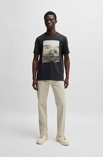 T-shirt BOSS BOSS T-Shirt with Desert Graphic Print Sort | 50539187, 1