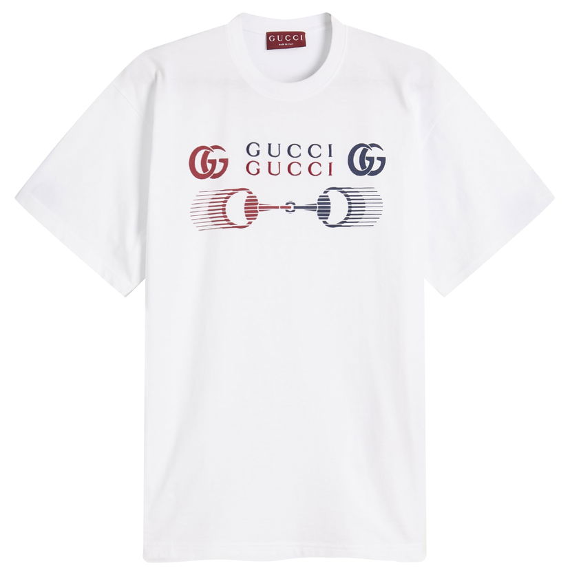 T-shirt Gucci Motocross Logo T-Shirt Size Large Hvid | 796395-XJHC9-9692
