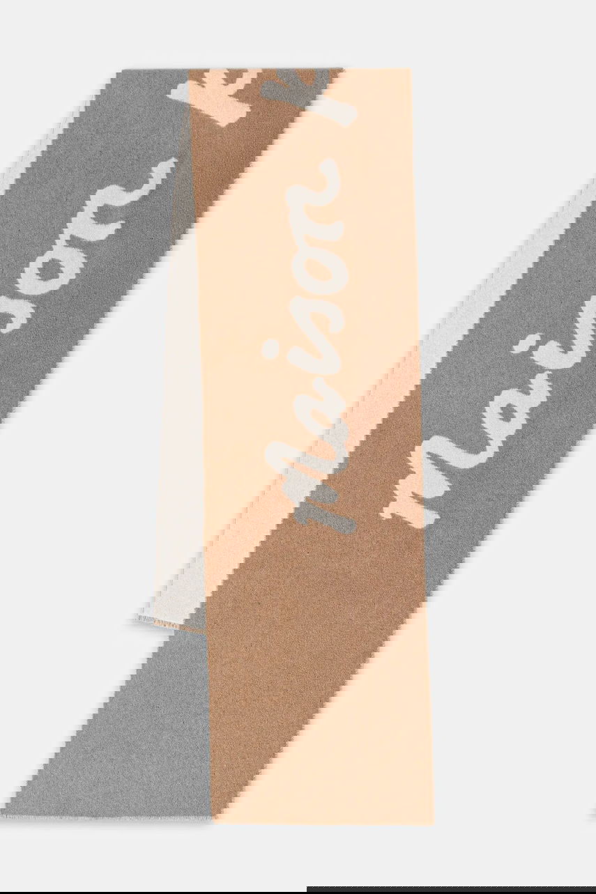 Tørklæde MAISON KITSUNÉ Scarf with wool blend Handwriting Beige | PM06202WB0038, 0