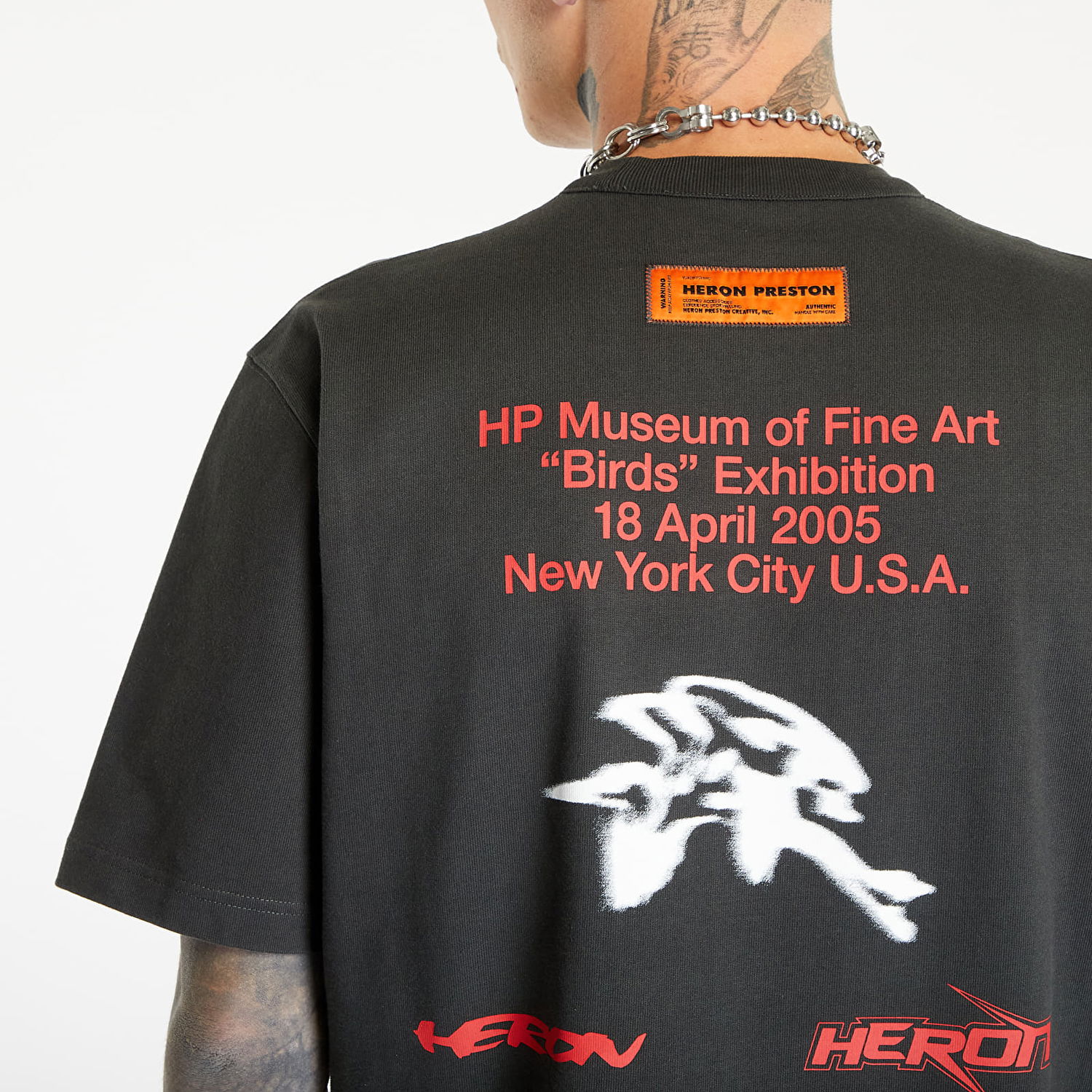 T-shirt HERON PRESTON 'Museum' T-Shirt Sort | HMAA032F23JER0051025, 1