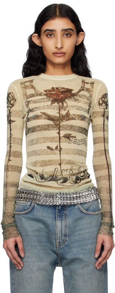 T-shirt Jean Paul Gaultier Jean Paul Gaultier Tattoo Marinière T-Shirt Beige | 25/34-F-TO274-T585-030030, 0