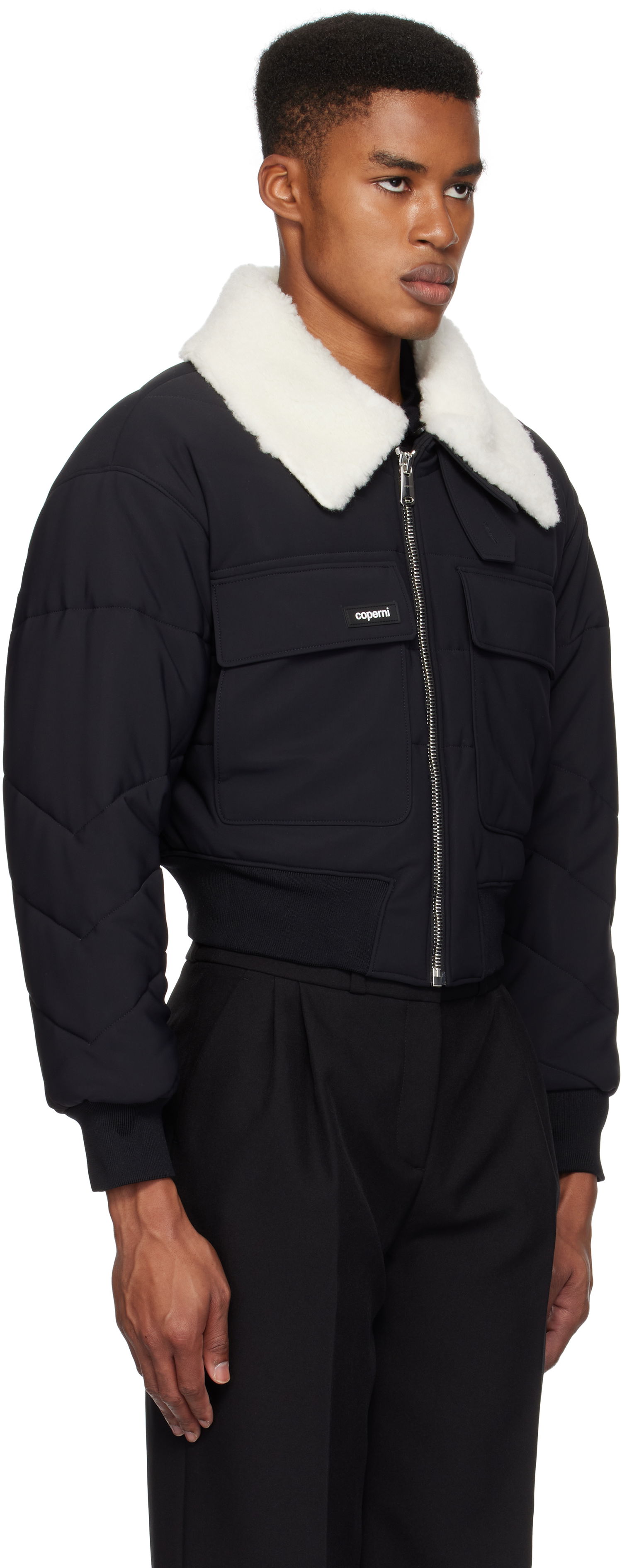 Bomberjakke Coperni C+ Shearling Collar Bomber Jacket Sort | V19BISF5004MEN, 1