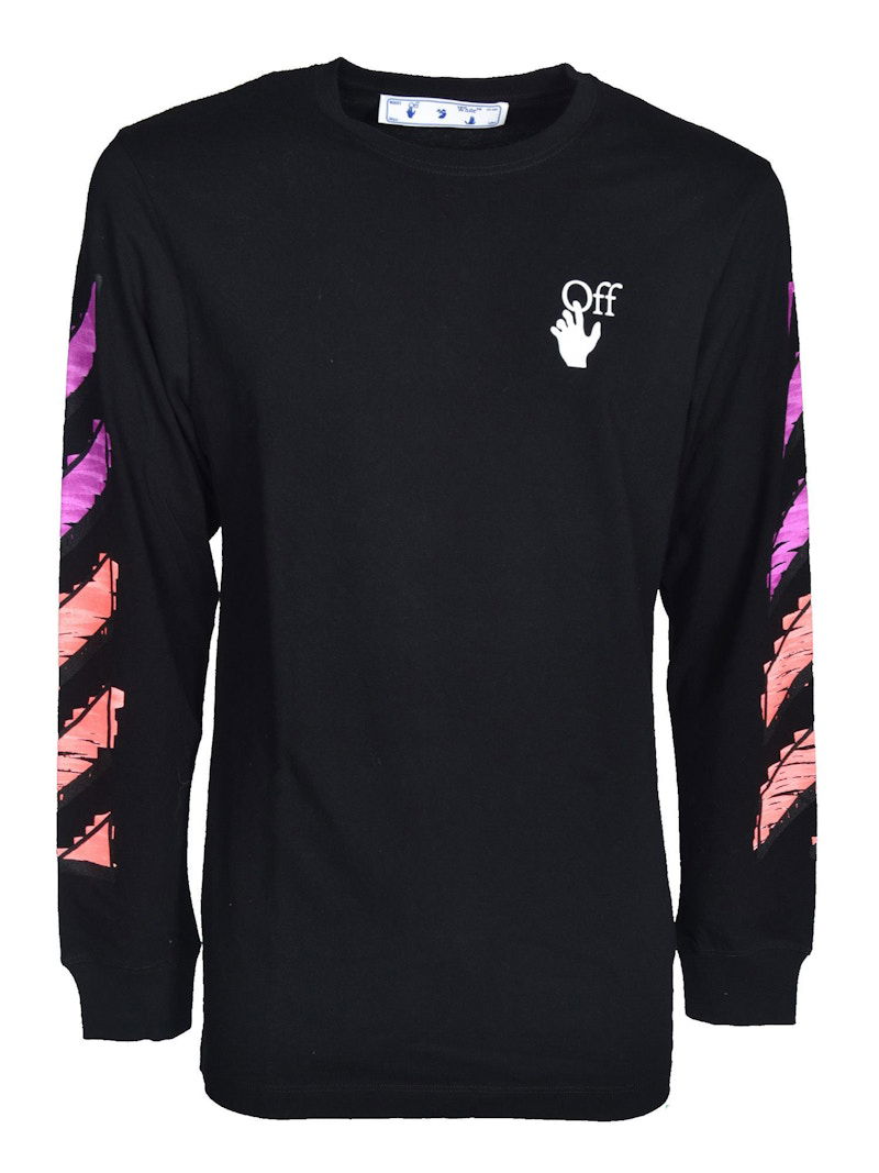 T-shirt Off-White Striped Marker Long Sleeve T-Shirt Sort | OMAB001R21JER0031032, 0