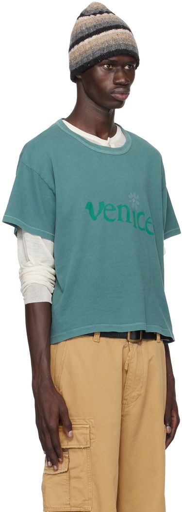 T-shirt ERL 'Venice' Print Cropped T-Shirt Blå | ERL09T001, 1