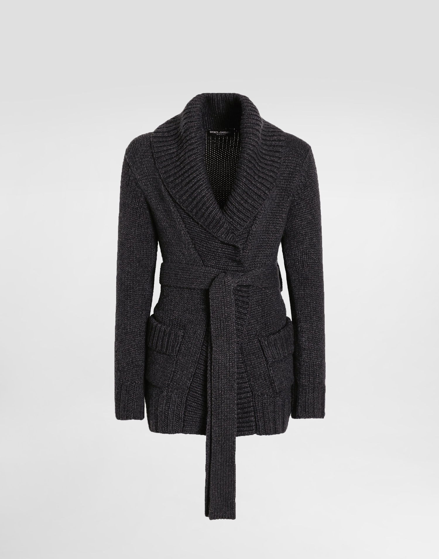 Sweater Dolce & Gabbana Dolce & Gabbana Cashmere Knit Wrap Cardigan with Pockets Grå | GXVF3TJBW0YN1254, 0