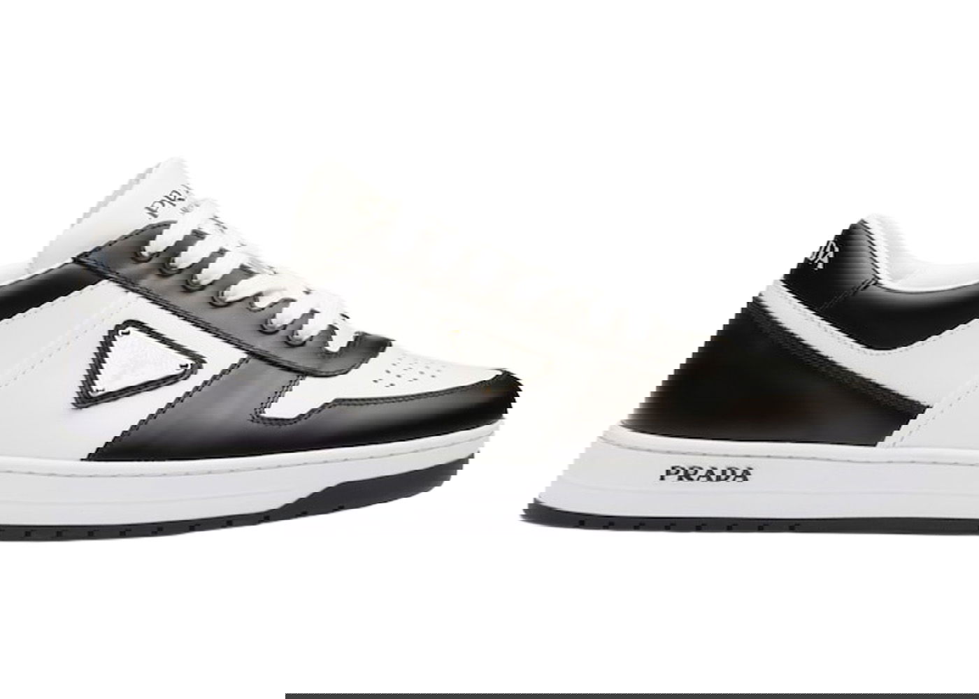 Sneakers og sko Prada Downtown Low Top Sneakers Leather White Black Sort | 2EE364_3LKG_F0964, 0