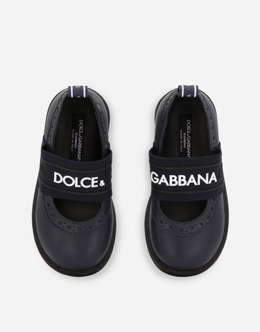 Sneakers og sko Dolce & Gabbana Calfskin Nappa Branded Elastic Ballet Flats Mørkeblå | D20088AW0878V655, 3