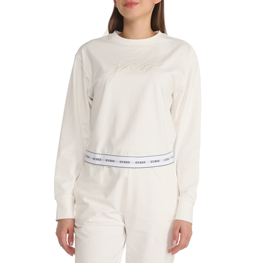 Sweater GUESS Guess Carrie Round Neck Sweatshirt Hvid | O3YQ01KBS91-H10Q, 0