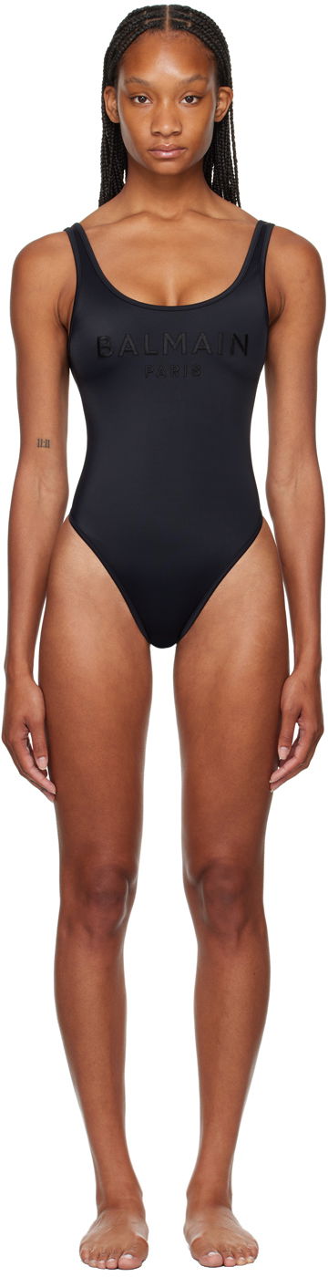 Badetøj Balmain Black Logo Swimsuit Sort | BKBG72100, 0