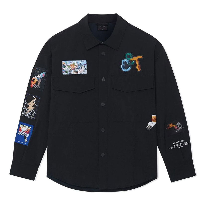 Skjorte Li-Ning Embroidered Logo Jacket by Way Of Wade Sort | AFDSC39-1