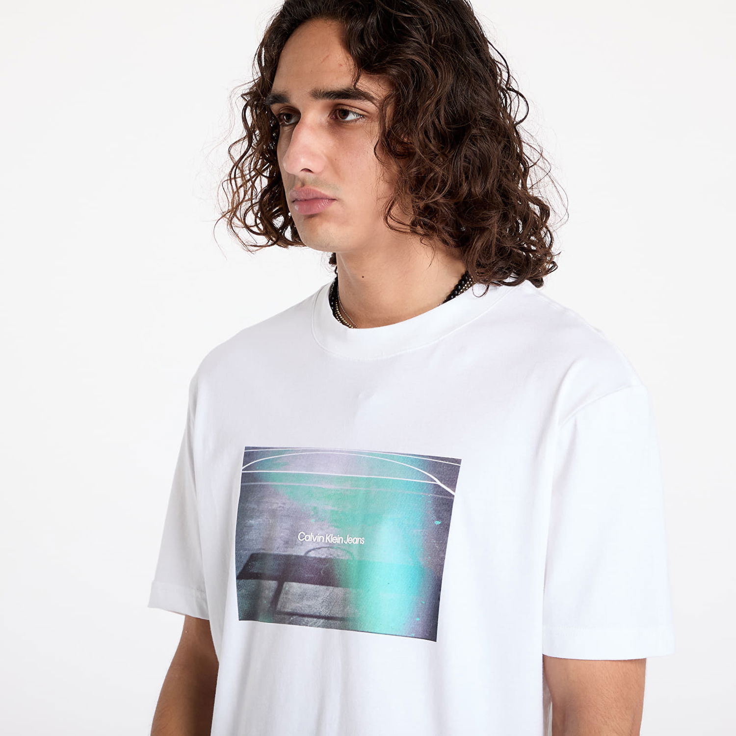 T-shirt CALVIN KLEIN Basketball Court Graphictee White Hvid | J30J326869 YAF, 1