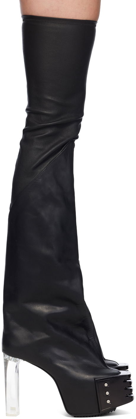 Sokker Rick Owens Rick Owens Porterville Flared Kiss 65 Tall Boots Sort | RP02D3827 LSGEG0