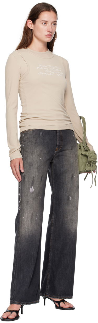 T-shirt Acne Studios Acne Studios Layered Long Sleeve T-Shirt Beige | AL0491-, 3