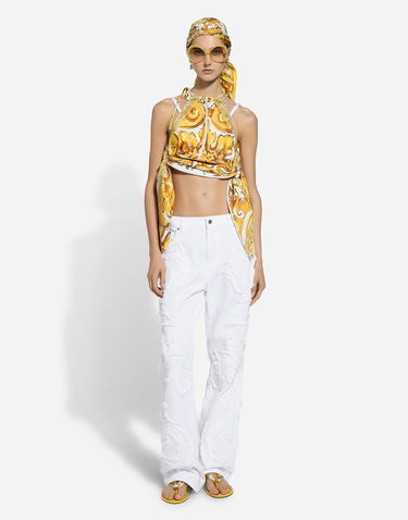Jeans Dolce & Gabbana Embroidered Boyfriend Jeans Hvid | FTCGNZG8LC6S9001, 1