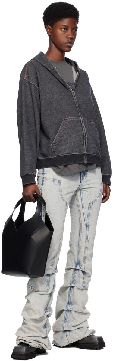 Sweatshirt We11done Faded Zip-Up Hoodie Sort | WD-TJ0-24-787-U-BK, 3