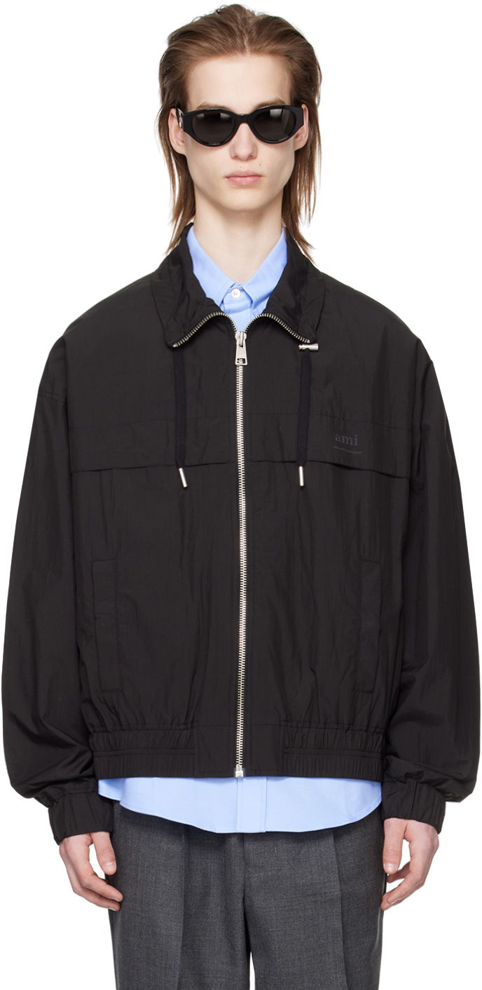 Bomberjakke AMI Paris Drawstring Bomber Jacket Sort | HJK051.PA0009
