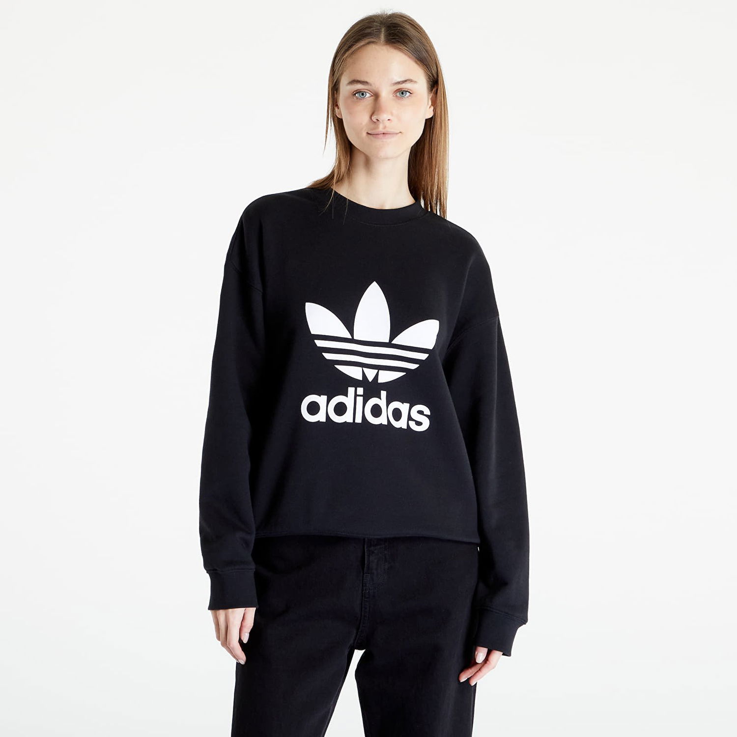 Sweatshirt adidas Originals Trefoil Crew Sweatshirt Sort | IB7431, 0