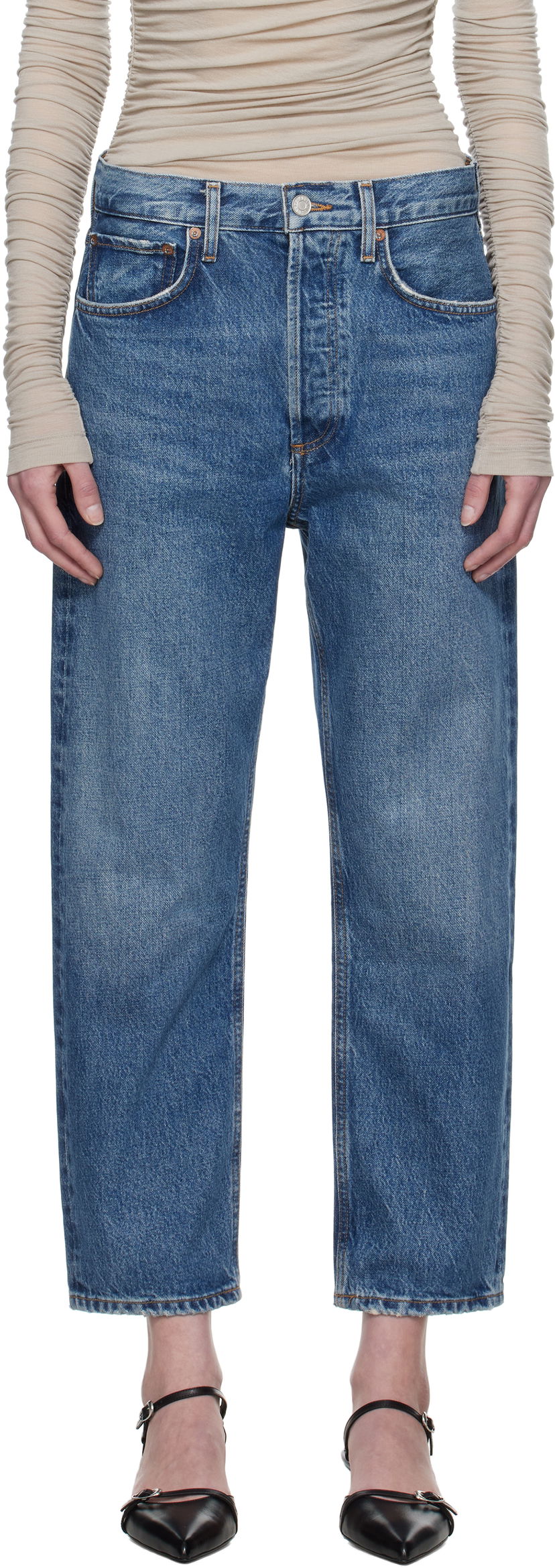 Jeans AGOLDE AGOLDE 90's Crop Mid Rise Straight Jeans Blå | A173-1535