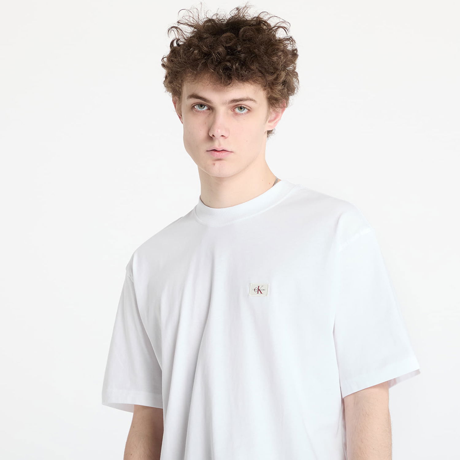 T-shirt CALVIN KLEIN Calvin Klein Jeans Men's Relaxed Fit Woven Label Tee Hvid | J30J326857 YAF, 1