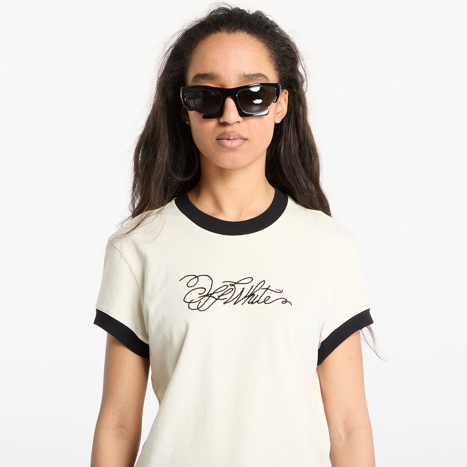 T-shirt Off-White Off-White Script Fitted T-Shirt Beige | OWAA112S25JER0030B10, 1