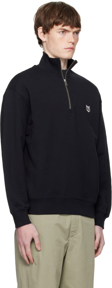 Sweatshirt MAISON KITSUNÉ Maison Kitsuné Fox Head Comfort Half Zip Sweatshirt Sort | PM00305KM0341, 1