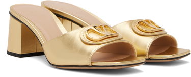 Sneakers og sko Valentino Valentino Garavani VLogo Signature Heeled Slide Sandals Metalisk | 7W2S0MH7KDR, 3