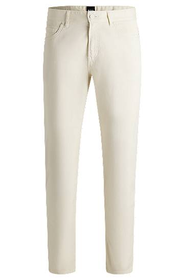 Bukser BOSS Maine Regular-Fit Stretch-Cotton Twill Trousers Beige | 50538370