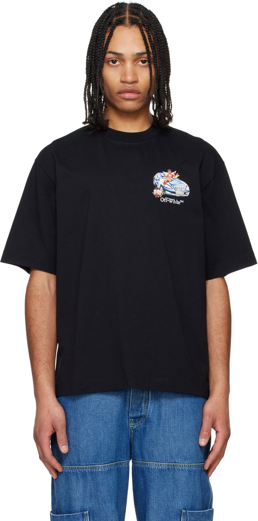 T-shirt Off-White Off-White Fresco Angel Graphic T-Shirt Sort | OMAA120S25JER0031001