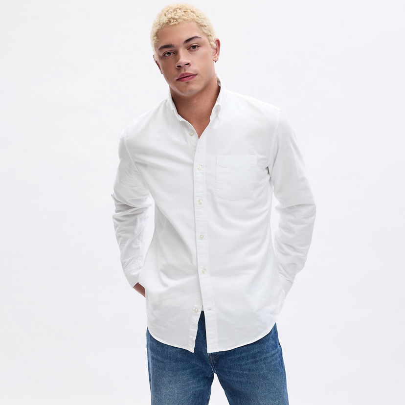Skjorte GAP Standard Oxford Shirt White V2 Global Hvid | 619568-02