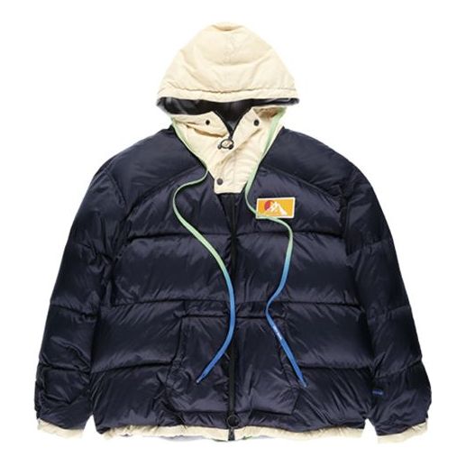 Puffer jakke Off-White Off-White FW19 Scaffolding Zipped Puffer Jacket Mørkeblå | OMED019F19E150253201, 0