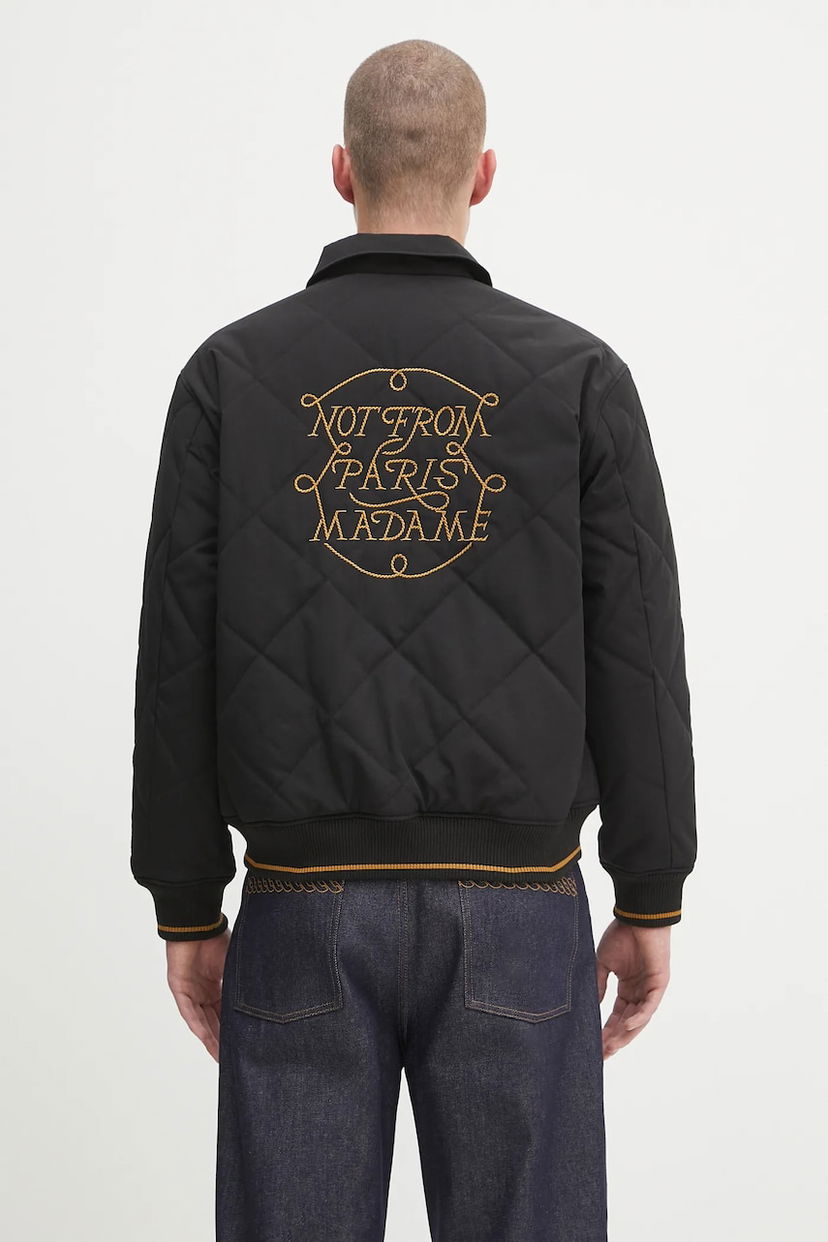 Jakke Drôle de Monsieur Drôle de Monsieur La Veste Slogan Tresses Quilted Jacket Sort | H.JT236.PL163