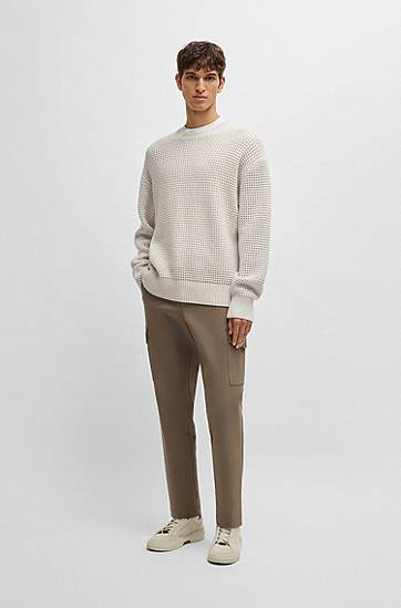 Sweater BOSS BOSS Relaxed Fit Virgin Wool and Cashmere Sweater Grå | 50530877, 1