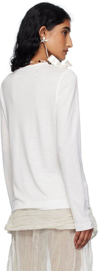 T-shirt Simone Rocha Simone Rocha Bow Ribbon Tail Long Sleeve T-shirt Hvid | 5367 0571, 2