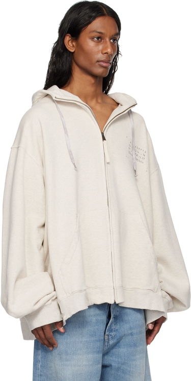 Sweatshirt Maison Margiela Maison Margiela Stamp Logo Zip Hoodie Beige | S50HG0048 S25614, 1