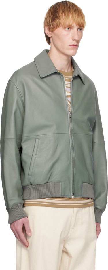 Bomberjakke MAISON KITSUNÉ Maison Kitsuné Leather Bomber Jacket Grøn | OM02129LR0019, 1