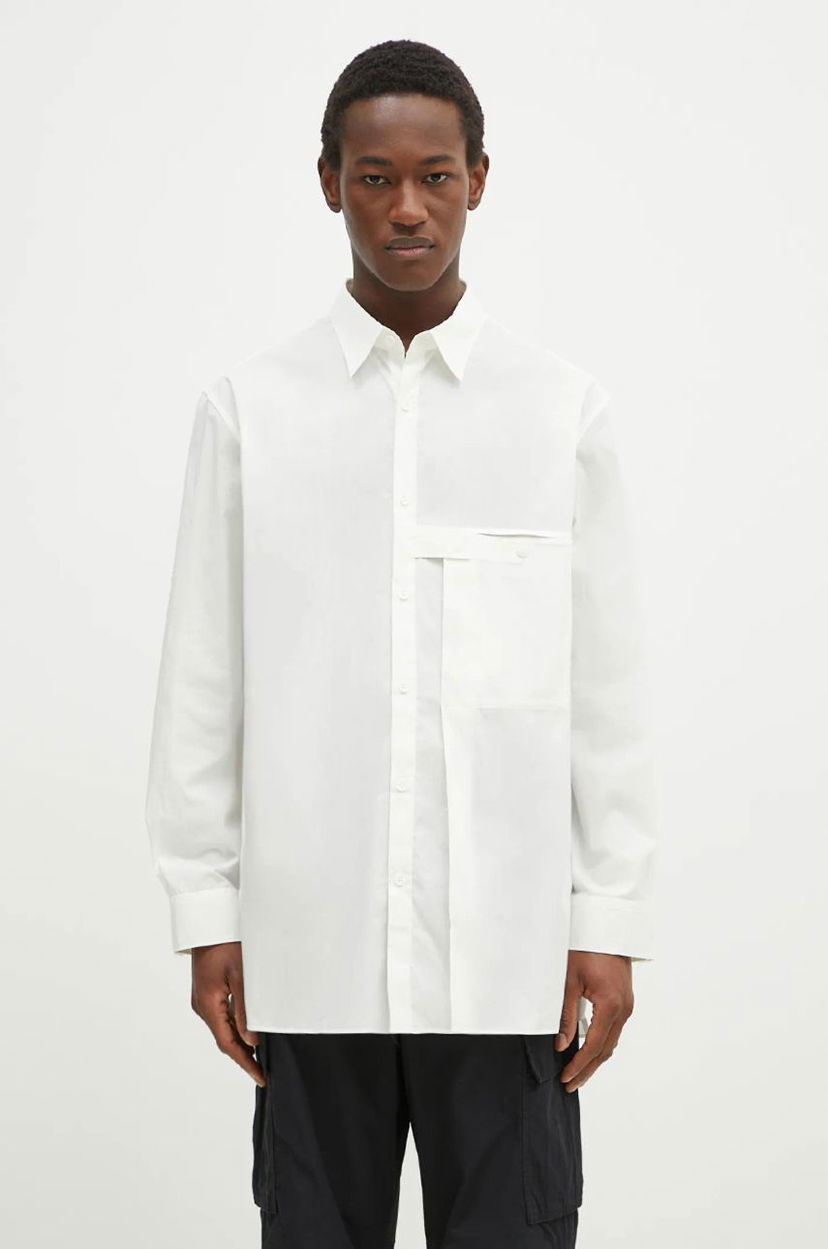 Skjorte Y-3 Y-3 Pleated Pocket Relaxed Fit Shirt Hvid | JL6665
