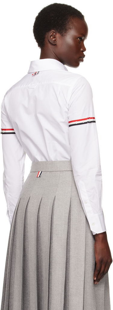 Skjorte Thom Browne Oxford Classic Round Collar Shirt With Long Sleeves Hvid | FLL019E-03113, 2