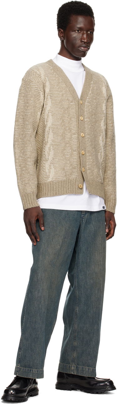 Sweater BEAMS BEAMS PLUS Heavy Cable Pattern Cardigan Beige | 38150206156, 3