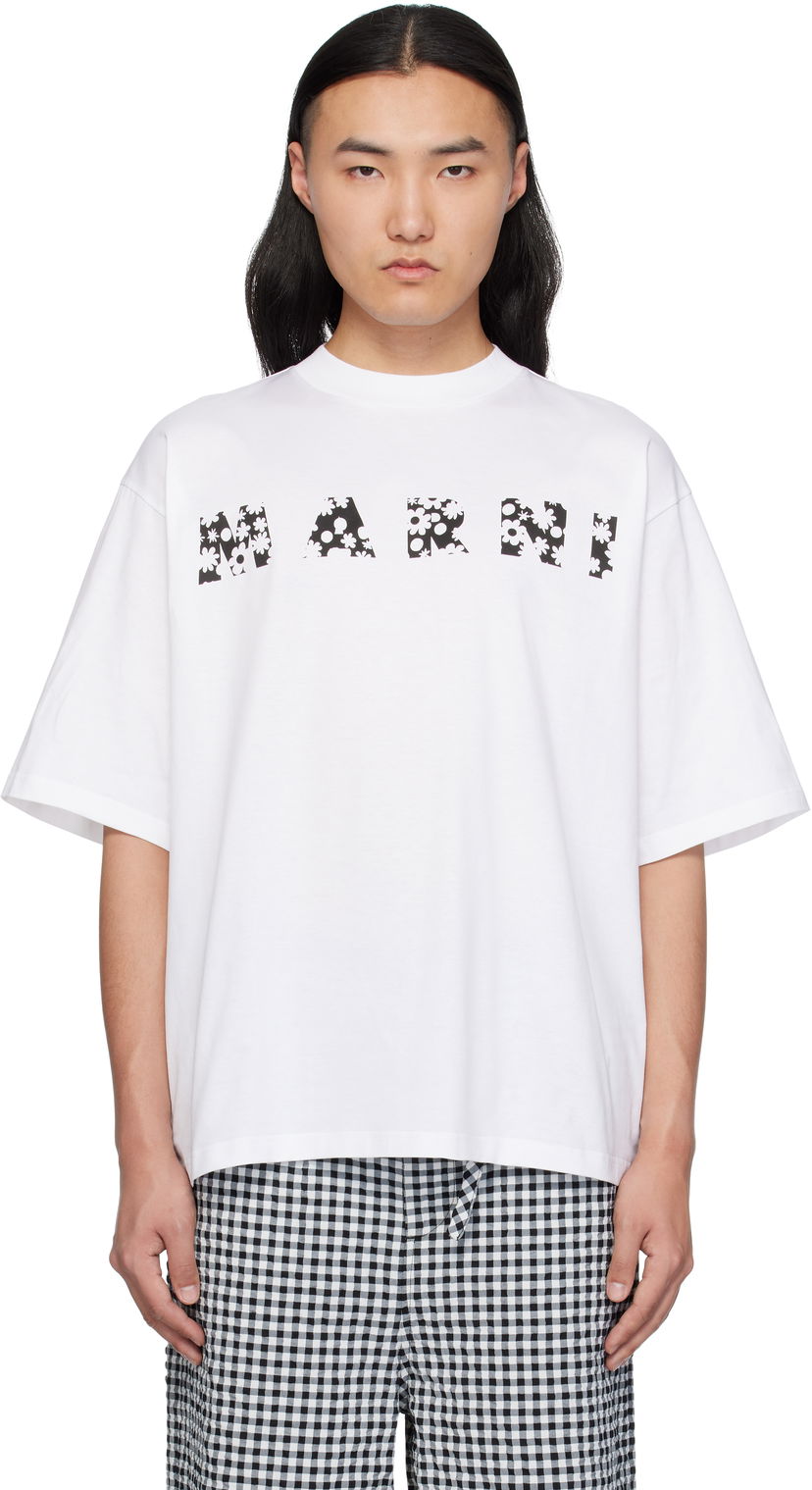 T-shirt Marni Marni Pop Fields Logo T-Shirt Hvid | HUMU0223IP USCX50