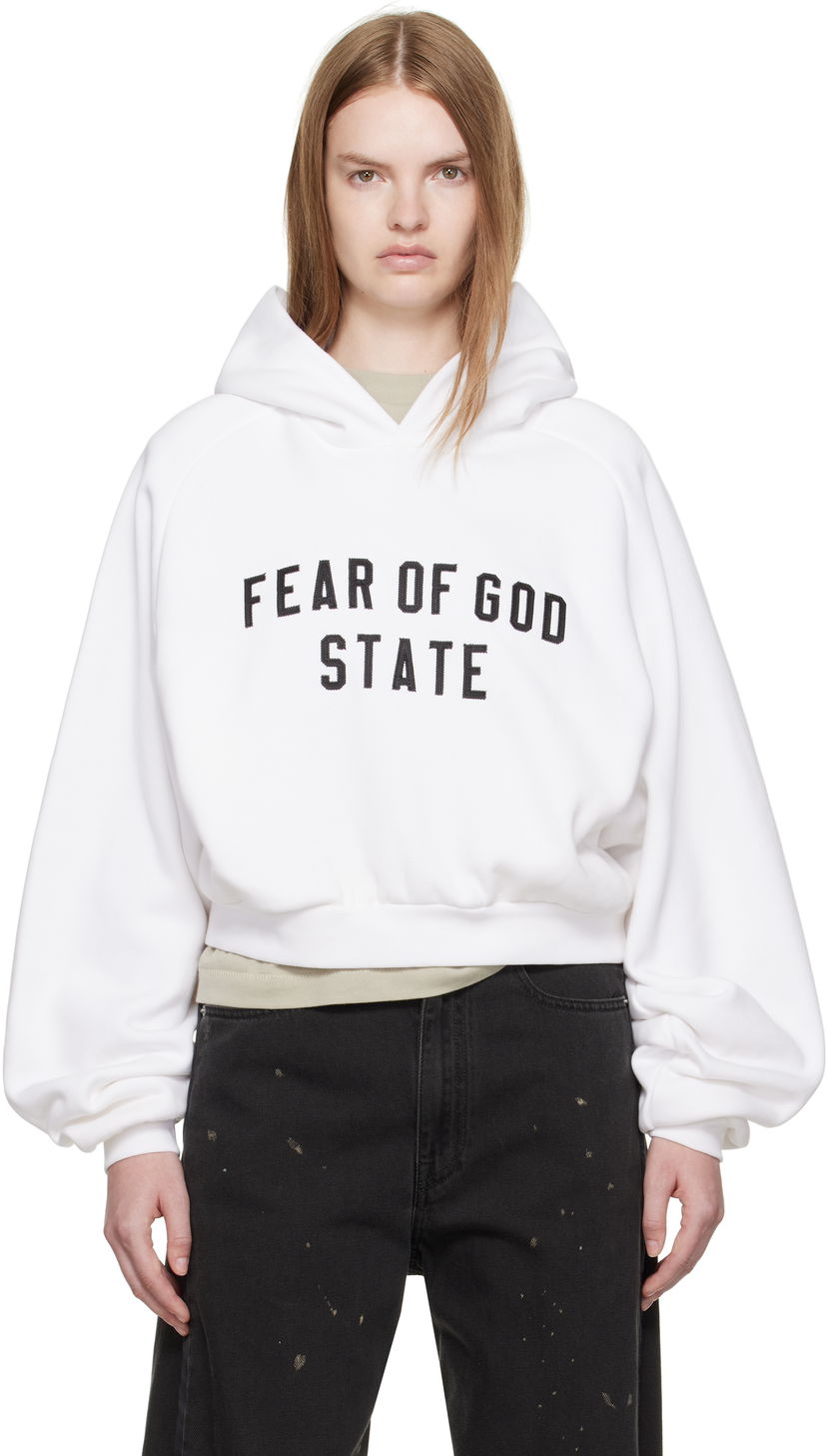 Sweatshirt Fear of God ESSENTIALS Fleece Raglan Hoodie Hvid | 192SP257824FW