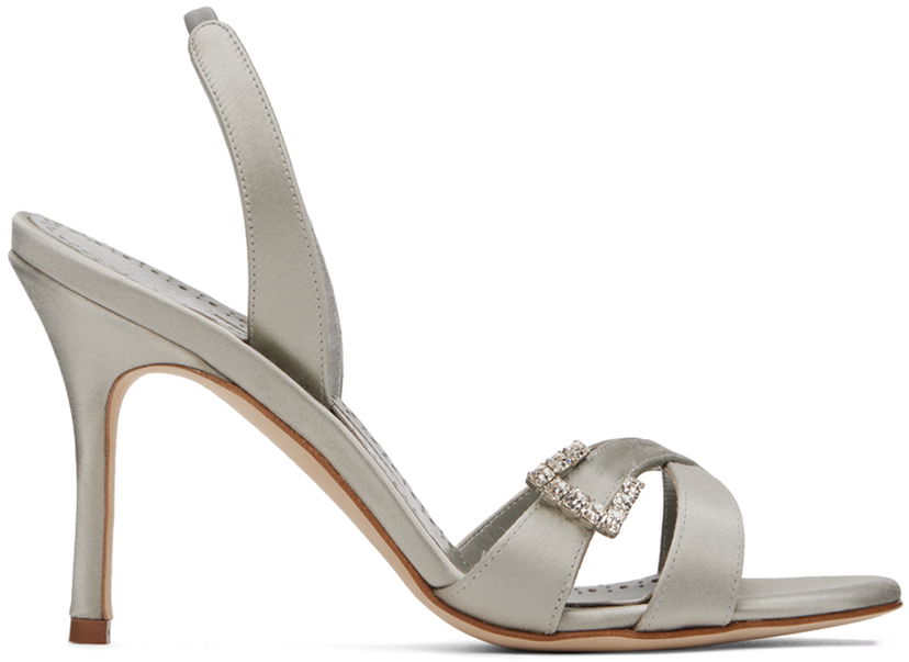 Skopleje Manolo Blahnik Manolo Blahnik Ramisli Satin Heeled Slingback Sandals Grå | 224-1700