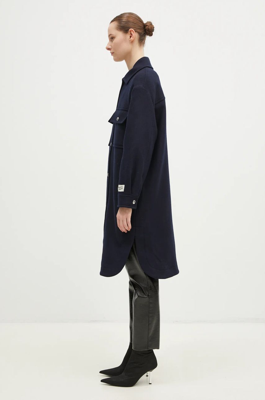 Jakke MAISON KITSUNÉ Maison Kitsune Workwear Wool Shirt Jacket Blå | NW02211WM0026, 1